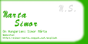 marta simor business card